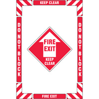 "Fire Exit" Floor Marking Kit, Adhesive, English with Pictogram Trail Hammer and Bolt