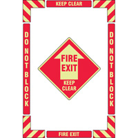 "Fire Exit" Floor Marking Kit, Adhesive, English with Pictogram Trail Hammer and Bolt