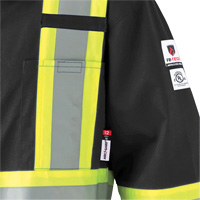 7702BK FR-Tech&reg; 88/12 FR Arc Rated Coveralls, Size 36, Black, 9.7 cal/cm² Trail Hammer and Bolt