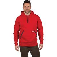 Heavy-Duty Pullover Hoodie, Men's, Small, Red Trail Hammer and Bolt