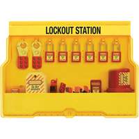 Premier Electrical Lockout Station, Thermoplastic Padlocks, 16 Padlock Capacity, Padlocks Included Trail Hammer and Bolt