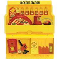 Standard Valve & Electrical Deluxe Lockout Station, Thermoplastic Padlocks, 32 Padlock Capacity, Padlocks Included Trail Hammer and Bolt