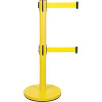 Barri&egrave;re pour le contr&ocirc;le des foules &agrave; courroie double, Acier, 35" h, Ruban Jaune, Longueur du ruban 7' Trail Hammer and Bolt