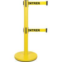 Barri&egrave;re pour le contr&ocirc;le des foules &agrave; courroie double, Acier, 35" h, Ruban Jaune, Longueur du ruban 7' Trail Hammer and Bolt