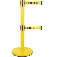 Barri&egrave;re pour le contr&ocirc;le des foules &agrave; courroie double, Acier, 35" h, Ruban Jaune, Longueur du ruban 7' Trail Hammer and Bolt