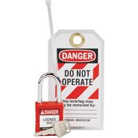 Nylon Safety Lockout Padlock & Tag Kit, 3 Components Trail Hammer and Bolt