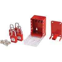 Boîte de cadenassage de groupe ultra compacte avec cadenas de s&eacute;curit&eacute; en nylon, Rouge Trail Hammer and Bolt