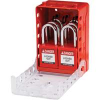 Boîte de cadenassage de groupe ultra compacte avec cadenas de s&eacute;curit&eacute; en nylon, Rouge Trail Hammer and Bolt