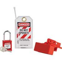BatteryBlock Forklift Power Connector Lockout with Nylon Safety Padlock, Electrical Kit, 3 Components Trail Hammer and Bolt