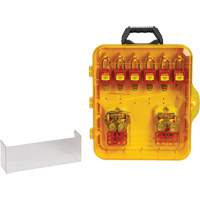 Station de cadenassage avec cadenas de s&eacute;curit&eacute; en nylon &agrave; cl&eacute; utilisant des cl&eacute;s diff&eacute;rentes, Cadenas Plastique, Capacit&eacute; de 12, Cadenas Compris Trail Hammer and Bolt