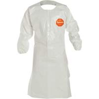 Disposable Sleeved Apron, Tychem&reg; 4000, White, 44" L Trail Hammer and Bolt