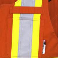 7712 FR-Tech&reg; Flame-Resistant Overalls, Small, High Visibility Orange Trail Hammer and Bolt
