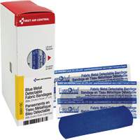 Fabric Blue Detectable Bandages, Rectangular/Square, 1", Fabric Metal Detectable, Sterile Trail Hammer and Bolt