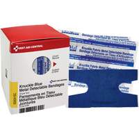 Knuckle Blue Detectable Bandages, Knuckle, Fabric Metal Detectable, Sterile Trail Hammer and Bolt