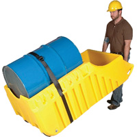Drum Dolly, 26.5" L x 26.5" W x 5" H, 800 US gal. Spill Cap. Trail Hammer and Bolt