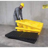 4-Drum Nestable Ultra-Spill Pallet&reg;, 66 US gal. Spill Capacity, 51" x 51" x 10" Trail Hammer and Bolt
