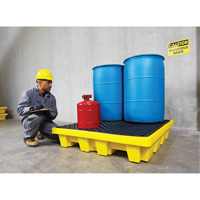 4-Drum Nestable Ultra-Spill Pallet&reg;, 66 US gal. Spill Capacity, 51" x 51" x 10" Trail Hammer and Bolt