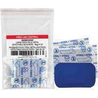 Blue Adhesive Bandages, Rectangular/Square, 3", Fabric Metal Detectable, Non-Sterile Trail Hammer and Bolt