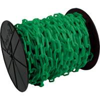Chaîne de s&eacute;curit&eacute; en plastique robuste, Vert, Maillon de 2", 100' de long Trail Hammer and Bolt