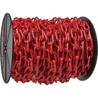 Chaîne de s&eacute;curit&eacute; en plastique robuste, Rouge, Maillon de 2", 100' de long Trail Hammer and Bolt