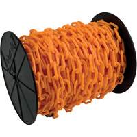Chaîne de s&eacute;curit&eacute; en plastique robuste, Orange, Maillon de 2", 100' de long Trail Hammer and Bolt