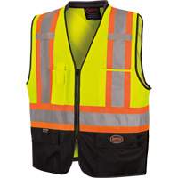 6895 Veste de s&eacute;curit&eacute; haute visibilit&eacute; bicolore avec fermeture &agrave; glissi&egrave;re sur tout le devant, Noir/Jaune lime haute visibilit&eacute;, 2T-Grand/3T-Grand, Polyester Trail Hammer and Bolt