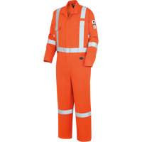 7708A "The Rock" FR-Tech&reg; High Visibility FR/Arc Rated Coveralls, Size 36, High Visibility Orange, 10 cal/cm² Trail Hammer and Bolt