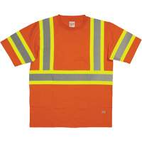 Chemise de s&eacute;curit&eacute; &agrave; manches courtes, Coton, T-petit, Orange haute visibilit&eacute; Trail Hammer and Bolt