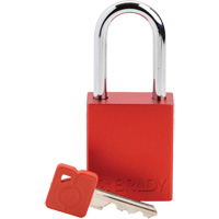 Lockout Padlock, Safety Padlock, Keyed Different, Aluminum, 1-1/2" Width Trail Hammer and Bolt