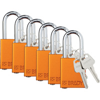 Lockout Padlock, Safety Padlock, Keyed Different, Aluminum, 1-1/2" Width Trail Hammer and Bolt