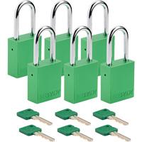 Lockout Padlock, Safety Padlock, Keyed Different, Aluminum, 1-1/2" Width Trail Hammer and Bolt