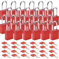 Lockout Padlock, Safety Padlock, Keyed Different, Aluminum, 1-1/2" Width Trail Hammer and Bolt