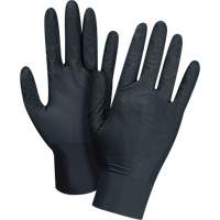 Heavyweight Tactile Grip Examination Gloves, Large, Nitrile, 8-mil, Powder-Free, Black, Class 2 Trail Hammer and Bolt
