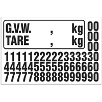 G.V.W. Truck Number Kit, Assorted Numbers/Letters/Punctuation, Black Trail Hammer and Bolt