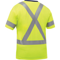 Bisley&reg; X-Back Short Sleeve Shirt, Poly-Cotton, Small, High Visibility Lime-Yellow Trail Hammer and Bolt