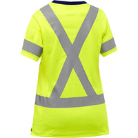 Bisley&reg; Women's X-Back Short Sleeve Shirt, Poly-Cotton, Small, High Visibility Lime-Yellow Trail Hammer and Bolt
