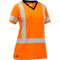 Bisley&reg; Women's X-Back Short Sleeve Shirt, Poly-Cotton, Small, High Visibility Orange Trail Hammer and Bolt