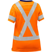 Bisley&reg; Women's X-Back Short Sleeve Shirt, Poly-Cotton, Small, High Visibility Orange Trail Hammer and Bolt