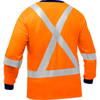 Bisley&reg; X-Back Long Sleeve Shirt, Poly-Cotton, Small, High Visibility Orange Trail Hammer and Bolt