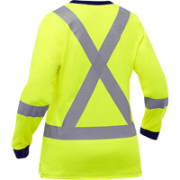 Bisley&reg; Women's X-Back Long Sleeve Shirt, Poly-Cotton, Small, High Visibility Lime-Yellow Trail Hammer and Bolt