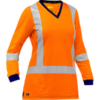 Bisley&reg; Women's X-Back Long Sleeve Shirt, Poly-Cotton, Small, High Visibility Orange Trail Hammer and Bolt