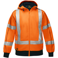 Coton ouat&eacute; doubl&eacute; de sherpa avec capuchon &agrave; fermeture &eacute;clair compl&egrave;te et X au dos Bisley, Petit, Orange haute visibilit&eacute; Trail Hammer and Bolt
