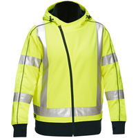 Coton ouat&eacute; doubl&eacute; de sherpa avec capuchon &agrave; fermeture &eacute;clair compl&egrave;te et X au dos Bisley pour femmes, Petit, Jaune lime haute visibilit&eacute; Trail Hammer and Bolt
