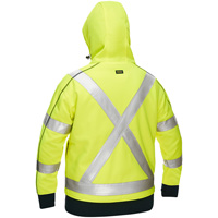 Coton ouat&eacute; doubl&eacute; de sherpa avec capuchon &agrave; fermeture &eacute;clair compl&egrave;te et X au dos Bisley pour femmes, Petit, Jaune lime haute visibilit&eacute; Trail Hammer and Bolt