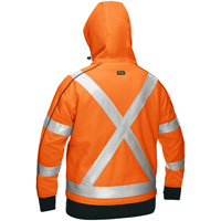 Coton ouat&eacute; doubl&eacute; de sherpa avec capuchon &agrave; fermeture &eacute;clair compl&egrave;te et X au dos Bisley pour femmes, Petit, Orange haute visibilit&eacute; Trail Hammer and Bolt