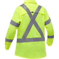 Bisley&reg; X-Back Women's Long Sleeve Work Shirt with X-Airflow, Poly-Cotton, Small, High Visibility Lime-Yellow Trail Hammer and Bolt