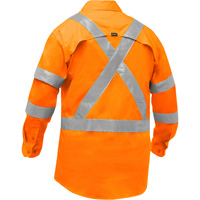 Bisley&reg; X-Back Women's Long Sleeve Work Shirt with X-Airflow, Poly-Cotton, Small, High Visibility Orange Trail Hammer and Bolt