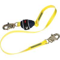 Coated Web Shock-Absorbing Lanyard, 6', Snap Hook Center, Snap Hook Leg Ends Trail Hammer and Bolt