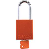 Velocity Plus Safety Lockout Padlock, Orange, Keyed Alike, Aluminum, 1-1/2" Width Trail Hammer and Bolt