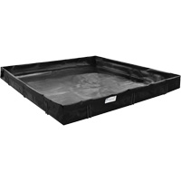 Berme de confinement des d&eacute;versements, Capacit&eacute; 179 gal. US, 6' la x 4' lo x 1" h, Support en L Trail Hammer and Bolt